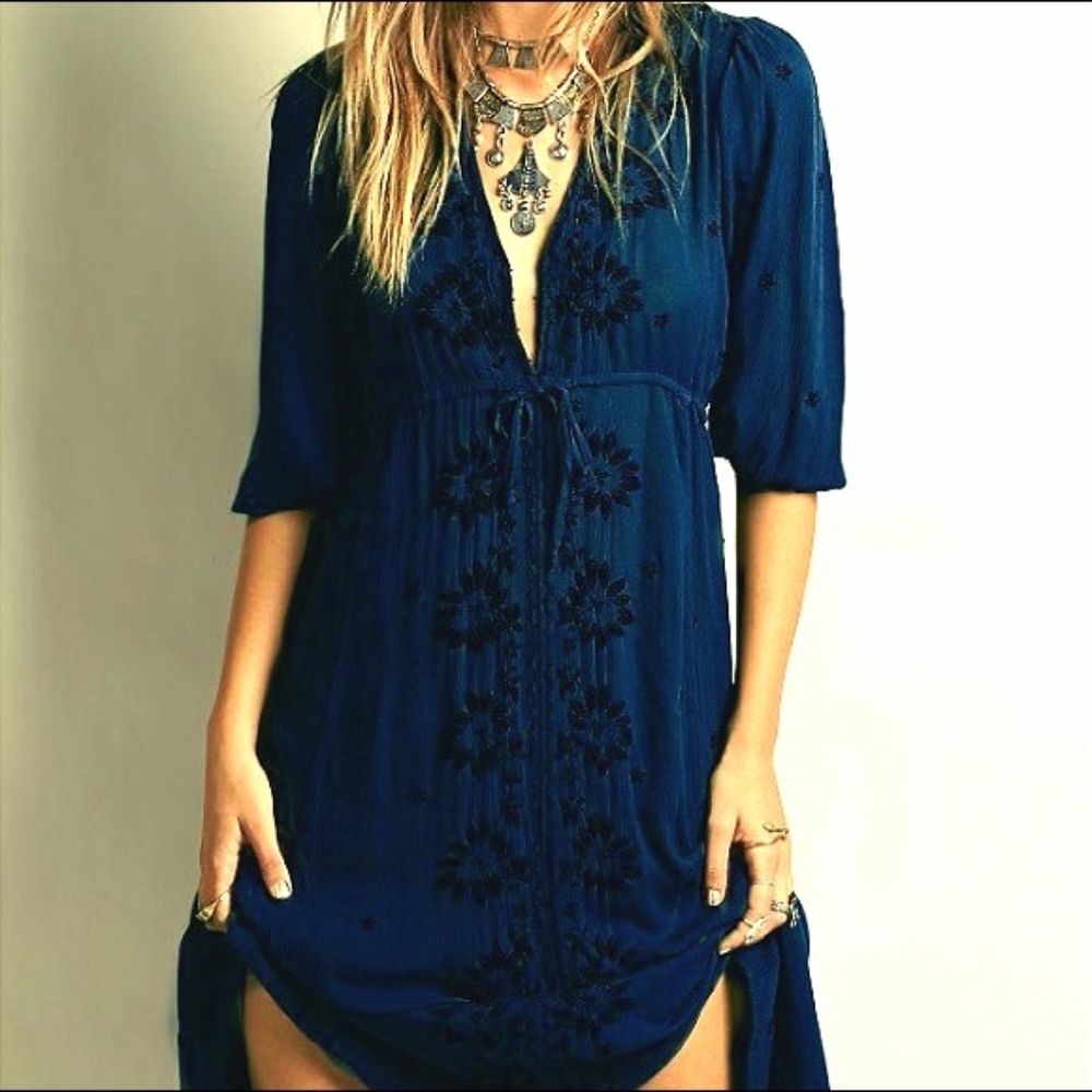 Free People Fable Dress - Dark Blue original $168